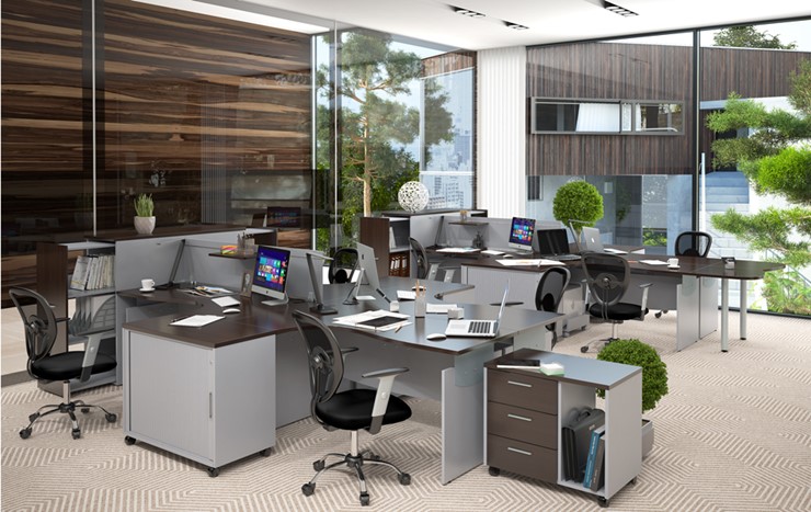 Офисный набор мебели OFFIX-NEW для двух сотрудников и руководителя в Барнауле - изображение 1