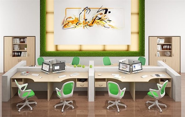 Набор мебели в офис SIMPLE с эргономичными столами и шкафом в Барнауле - изображение