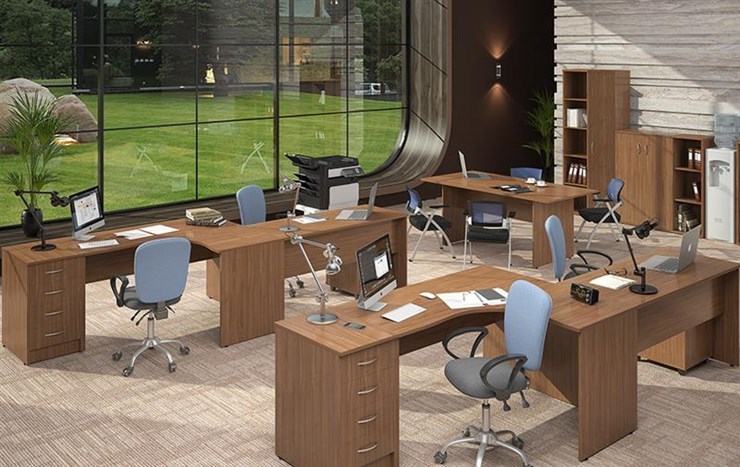 Офисный набор мебели IMAGO три стола, 2 шкафа, стеллаж, тумба в Барнауле - изображение