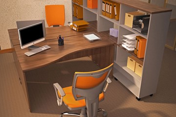 Комплект офисной мебели Милан для 2 сотрудников со стеллажом в Барнауле
