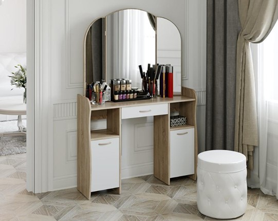 Столик туалетный София Т2, цвет Дуб сонома/Белый в Барнауле - изображение