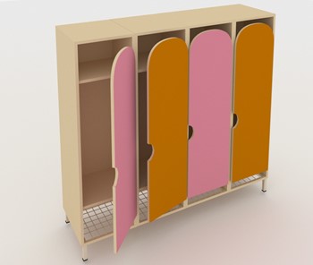 Распашной шкаф ШГС4 Беж + Розовый + Оранжевый в Барнауле