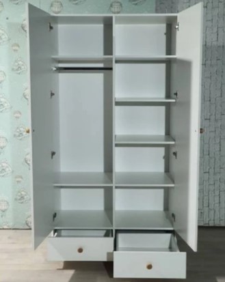 Распашной детский шкаф Нордик с 2 ящиками и перегородкой в Барнауле - изображение 1