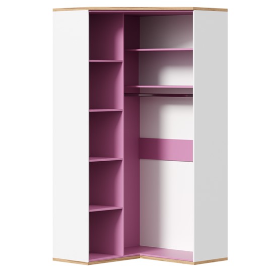 Угловой шкаф детский Урбан 528.060, белый/розовый в Барнауле - изображение 3