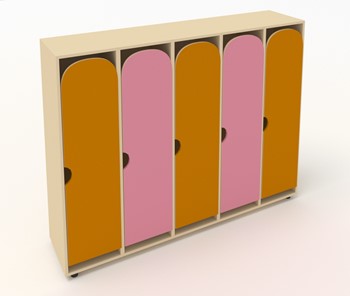 Детский распашной шкаф ШГ5У Беж+Оранжевый+Розовый в Барнауле