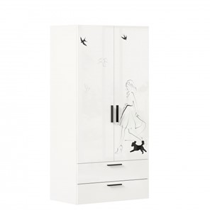 Шкаф двухдверный комбинированный Джоли ЛД 535.040, Серый шелк в Барнауле
