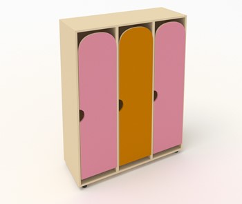 Распашной шкаф детский ШГ3 Беж+Розовый+Оранжевый в Барнауле