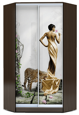 Шкаф угловой 2300х1103, ХИТ У-23-4-77-03, Девушка с леопардом, венге в Барнауле - изображение