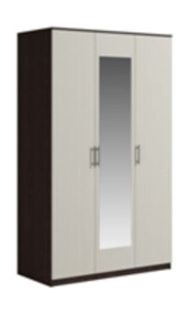 Шкаф 3 двери Светлана, с зеркалом, венге/дуб молочный в Барнауле - предосмотр