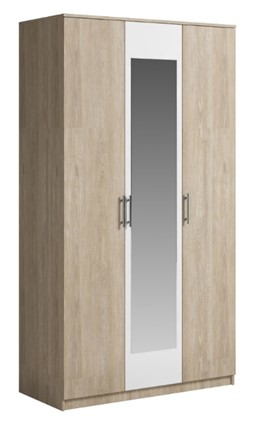 Шкаф 3 двери Светлана, с зеркалом, белый/дуб сонома в Барнауле - изображение