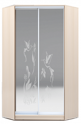Шкаф 2300х1103, ХИТ У-23-4-66-03, колибри, 2 зеркала, дуб млечный в Барнауле - изображение