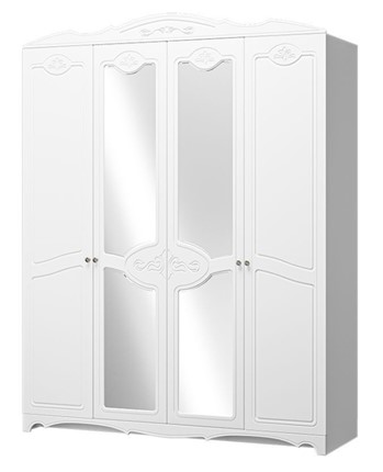 Шкаф четырехдверный Лотос ШР-4 (Белый) 2 зеркала в Барнауле - изображение