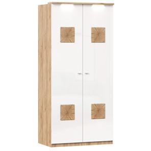 Шкаф двухстворчатый Фиджи с декоративными накладками 659.237, цвет белый в Барнауле - предосмотр