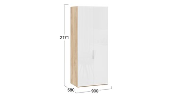 Шкаф для одежды Эмбер СМ-348.07.003 (Яблоня Беллуно/Белый глянец) в Барнауле - предосмотр 1