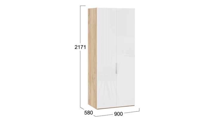 Шкаф для одежды Эмбер СМ-348.07.003 (Яблоня Беллуно/Белый глянец) в Барнауле - изображение 1