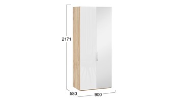 Шкаф для одежды Эмбер СМ-348.07.005 R (Яблоня Беллуно/Белый глянец) в Барнауле - предосмотр 1