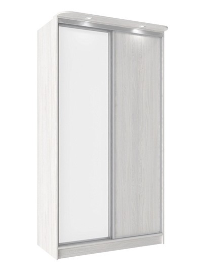 Шкаф 2-х дверный 1200 Домашний Зеркало/ЛДСП, Ясень Анкор светлый в Барнауле - изображение 2
