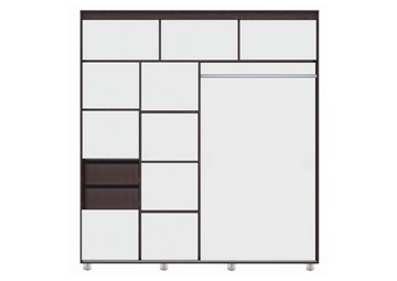 Шкаф 2-х дверный Комфорт №12 2.0 с фигурными зеркалами, Венге в Барнауле - предосмотр 1