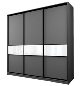 Шкаф 3-х дверный MAX МШ-27-6-24-999, Профиль Черный/Цвет Графит/с белой пленкой Oracal в Барнауле