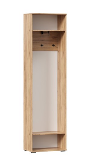 Шкаф одностворчатый Фиджи с декоративными накладками 659.300, Дуб Золотой/Белый в Барнауле - изображение 2