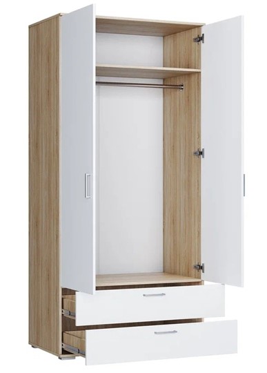 Шкаф в спальню ШР-2/1 с ящиками Лайт Дуб сонома / Белый в Барнауле - изображение 1