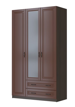 Шкаф трехстворчатый в спальню Кантри лак орех ШР-3, с 1 зеркалом в Барнауле - изображение