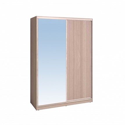 Шкаф 2-х дверный 1600 Домашний Зеркало/ЛДСП, Ясень шимо светлый в Барнауле - изображение