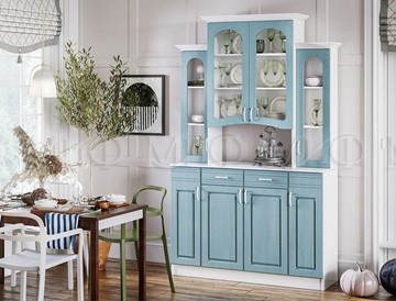 Кухонный шкаф Констанция 4-х створчатый, голубой в Барнауле