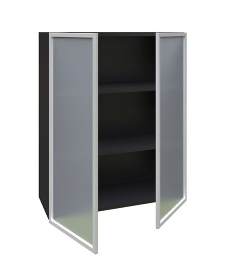 Кухонный шкаф высокий 800, Шервуд, со стеклом ЛД 281.461.000.041, серый/черный в Барнауле - изображение 1