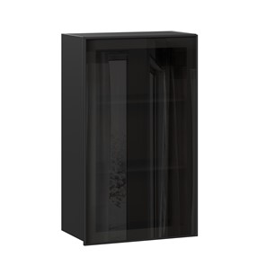 Кухонный шкаф Паола  ЛД 590.450.000.081 600 высокий стекло (Черный/Чёрный) в Барнауле