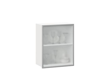 Кухонный шкаф 600, Шервуд, со стеклом левый, ЛД 281.351.000.115, белый/серый в Барнауле