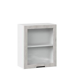 Навесной шкаф 600 со стеклом Джамис ЛД 296.350.000.021, Белый/Белый камень в Барнауле
