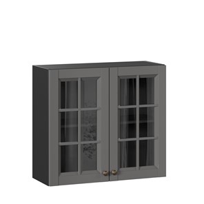 Кухонный шкаф Амели-3 800 со стеклом ЛД 299.360.000.036, Черный/Оникс серый в Барнауле