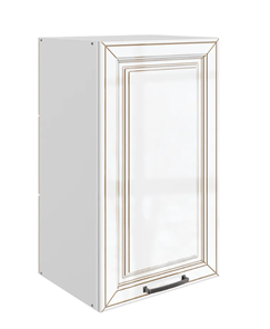 Кухонный шкаф Атланта L400 Н720 (1 дв. гл.) эмаль (белый/белый глянец патина золото) в Барнауле
