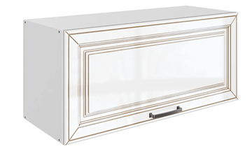 Кухонный шкаф Атланта L800 Н360 (1 дв. гл.) эмаль (белый/белый глянец патина золото) в Барнауле