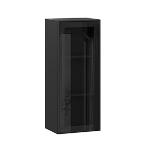 Кухонный шкаф высокий со стеклом 400 Индиго ЛД 298.420.000.068, Чёрный/Чёрный в Барнауле