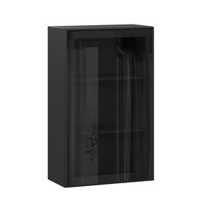 Навесной шкаф высокий со стеклом 600 Индиго ЛД 298.450.000.170, Чёрный/Чёрный в Барнауле