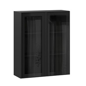 Шкаф настенный высокий со стеклом 800 Индиго ЛД 298.460.000.156, Чёрный/Чёрный в Барнауле