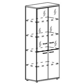 Шкаф для документов Albero, со стеклянными дверьми в рамке (задняя стенка ДСП) (78х36,4х193) в Барнауле