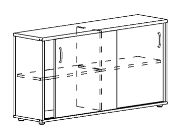 Шкаф-купе низкий Albero, для 2-х столов 60 (124,4х36,4х75,6) в Барнауле