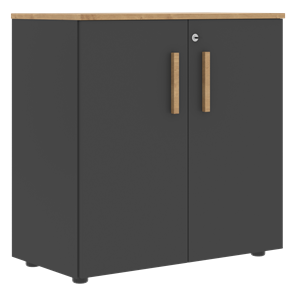 Низкий шкаф с малыми дверцами широкий FORTA Графит-Дуб Гамильтон  FLC 80.1(Z) (798х404х801) в Барнауле - предосмотр