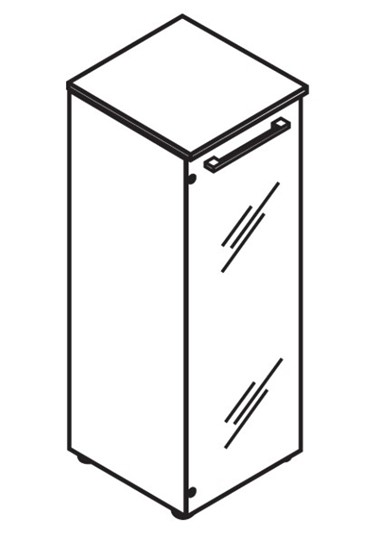 Шкаф средний  со стеклянной дверцей MORRIS Дуб Базель/Венге Магия MMC 42.2 (429х423х1188) в Барнауле - изображение 2