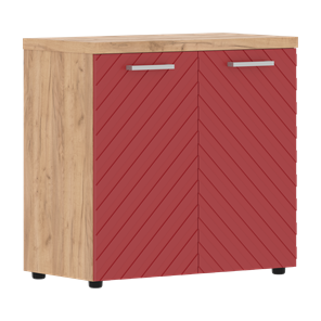 Шкаф с дверцами TORR LUX TLLC 85.1 с глухими малыми дверьми и топом 854х452х833 Дуб Бофорд / Красный в Барнауле