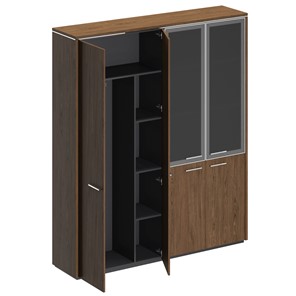 Шкаф комбинированный Velar, дуб табачный, (для одежды+со стеклом) (183х41х212) ВЛ 359 в Барнауле