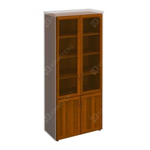 Шкаф для документов со стеклянными дверьми в рамке Мастер, темный орех (90х45х208) МТ 379 в Барнауле