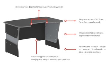 Стол для компьютера SKILLL STG 1385, Антрацит/ Металлик в Барнауле - предосмотр 1