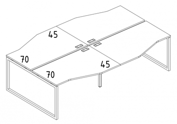 Рабочая станция столы (4х120) Техно на металлокаркасе QUATTRO А4, 240x184x75 белый премиум / металлокаркас белый А4 Б4 189-2 БП в Барнауле