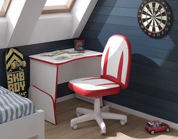 Стол для компьютера Skill STG 7050, Белый/ Красный в Барнауле - предосмотр 1