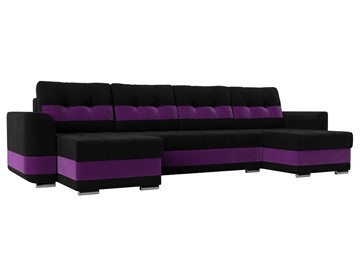 П-образный диван Честер, Черный/фиолетовый (вельвет) в Барнауле - предосмотр