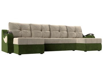 П-образный диван Меркурий П, Бежевый/зеленый (вельвет) в Барнауле
